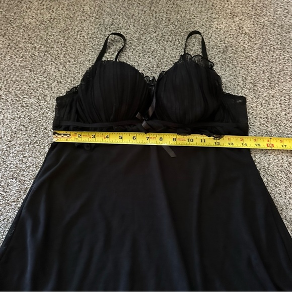 SOPHIE B. Size L Black Chiffon Lace Chemise Nightie Slip Ruffles Bow R $45 - Picture 10 of 11